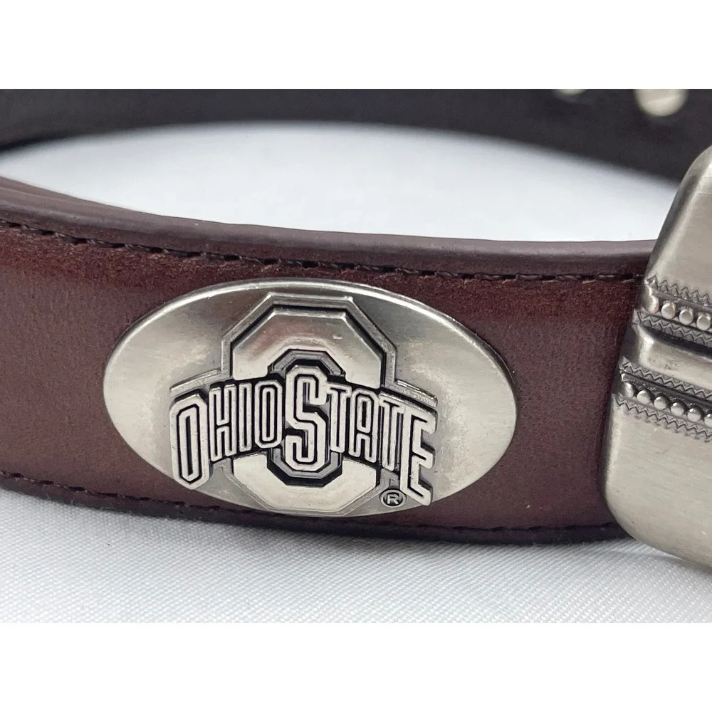 Zep-Pro Ohio State Buckeyes Mens 34 Brown Leather Western Concho Braided Belt